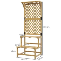 Växtställ trä 2 nivåer med spaljé 60x50x166 cm gul för trädgård/terrass