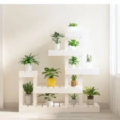 Växtställ vit 92x25x97 cm massiv furu