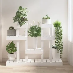 Växtställ vit 104,5x25x77,5 cm massiv furu