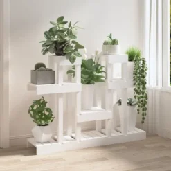 Växtställ vit 104,5x25x77,5 cm massiv furu