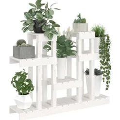 Växtställ vit 104,5x25x77,5 cm massiv furu