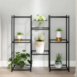 Växtställ 83x25x80 cm svart järn