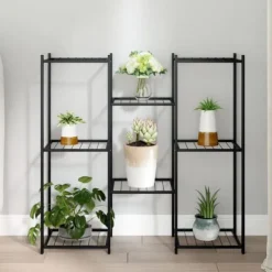 Växtställ 83x25x80 cm svart järn