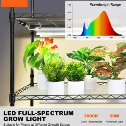 Växtställning 6 Eters med växtbelysning 200W, justerbar ljusstyrka, effektiv energianvändning, perfekt för inomhusodling