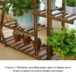Växtställning, 5 hyllor, 95 cm x 25 cm x 95 cm, Trä, Monteringsmetod, Lämplig för inomhus- och utomhusbruk