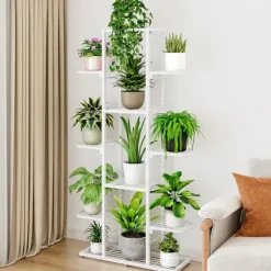 Växtställning, 7 hyllor, inomhus och utomhus användning,Mörkgrå 7 lager