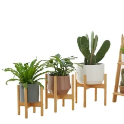 Växtställning, Bambumaterial, Mått 50cm x 30cm x 80cm, Viktkapacitet 20kg per hylla, Inomhus- och utomhuskompatibilitet, Självständig installation