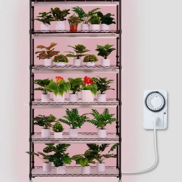 Växtställning med växtlampa 180W, 6 Eters, inomhus växtskåp, justerbar ljusstyrka, modern design för inomhusplantering