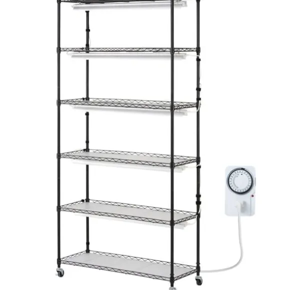 Växtställning med växtlampa 180W, 6 Eters, inomhus växtskåp, justerbar ljusstyrka, modern design för inomhusplantering