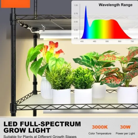 Växtställning med växtlampor 180W, justerbar höjd, energieffektiv belysning, 59,1 cm hög, perfekt för inomhusodling och snabb tillväxt