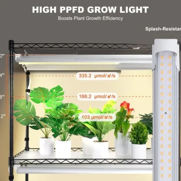 Växtställning med växtlampor 180W, justerbar höjd, energieffektiv belysning, 59,1 cm hög, perfekt för inomhusodling och snabb tillväxt