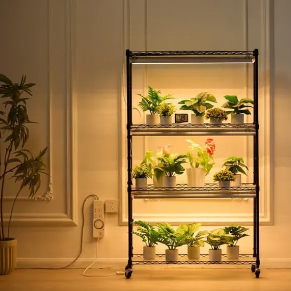 Växtställning med växtlampor 180W, justerbar höjd, energieffektiv belysning, 59,1 cm hög, perfekt för inomhusodling och snabb tillväxt