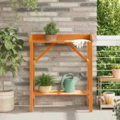 Växtställningar med hylla Brun 75 x 40 x 90 cm Massiv furu