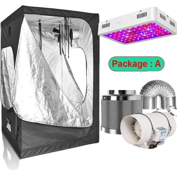 Växttältset, Fullspektrum LED-lampa, Hållbara material,Paket A, 50x50x100cm kit