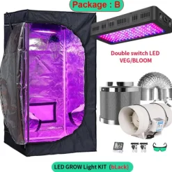 Växttältset, Fullspektrum LED-lampa, Hållbara material,80x80x160cm kit, Paket B