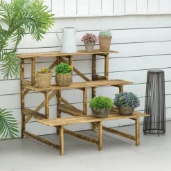 Växttrappa 3 steg gran 100x80x78 cm för trädgård balkong terrass