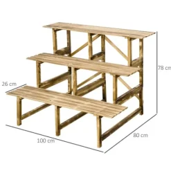 Växttrappa 3 steg gran 100x80x78 cm för trädgård balkong terrass