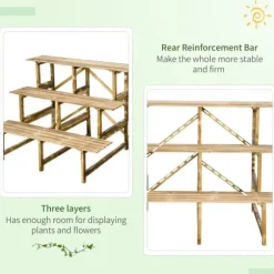 Växttrappa 3 steg gran 100x80x78 cm för trädgård balkong terrass