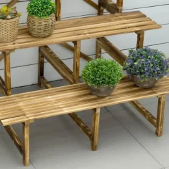 Växttrappa 3 steg gran 100x80x78 cm för trädgård balkong terrass