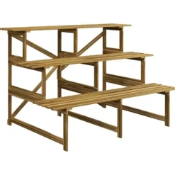 Växttrappa/blomhylla 3 steg gran 120x80x78 cm för trädgård balkong terrass