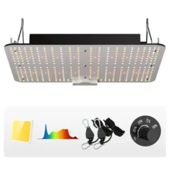 200W kvantbräda LED odlingsväxtljus, fullspektrum, låg energiförbrukning/värme/ljud, för alla tillväxtstadier, enkel installation/justering