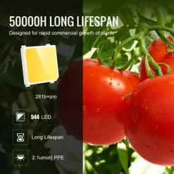 200W kvantbräda LED odlingsväxtljus, fullspektrum, låg energiförbrukning/värme/ljud, för alla tillväxtstadier, enkel installation/justering