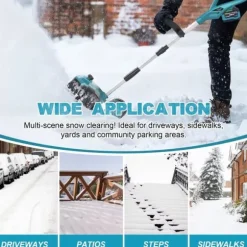 3500W 320MM 18V Borstlös Elektrisk Snöslunga – Sladdlös Snöborste Snöskyffel för Uppfart, Gård , Gata och Trottoar – med 2 batterier