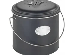 Wenko kompostbehållare, 3 utbytbara luktneutraliserande filter, 6 l, Nero, WENKO