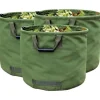 WHT - 3 x Trädgårdssäck 125L Extra-robust med Handtag, Grön Bladplockningssäck med Militärtyg H45.7 cm, D55.8 cm