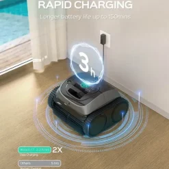 WYBOT C1 sladdlös robotdammsugare för pooler - 150 min drifttid - 2642GPH sug - Bluetooth/appkontroll - för pooler upp till 150 m²