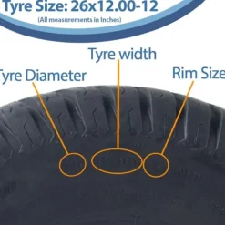26x12.00-12 Däck för gräsklippare 4-lagers Turf Grass P332 Journey Road Legal (uppsättning om 4)