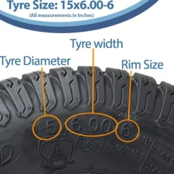 15x6.00-6 Gräsklipparhjul 4ply P332 Däck på fälg 20 mm Lager (uppsättning om 2)