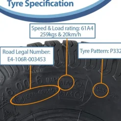 15x6.00-6 Hjul för gräsklippare Däck monterade på fälgar 20 mm lager (uppsättning om 2)