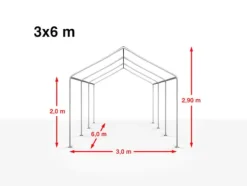 3x6 m partytält TOOLPORT marquee PE 350 N vit