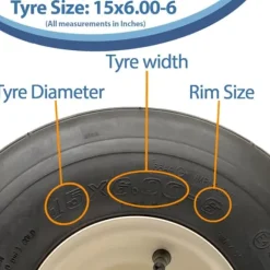 15x6.00-6 Multi Rib gräsklipparhjul 6ply P508 fälg och lock 25 mm lager (uppsättning om 2)