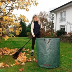 3X trädgårdsavfallspåsar med handtag - 272L hög kapacitet & dubbel botten - UV-stabil och vattenavvisande - Återanvänd trädgårdspåse