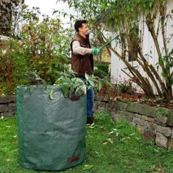 3X trädgårdsavfallspåsar med handtag - 272L hög kapacitet & dubbel botten - UV-stabil och vattenavvisande - Återanvänd trädgårdspåse