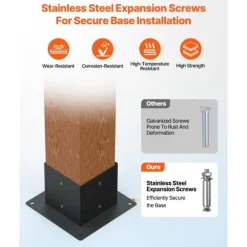 6x6 Tums Pergolakonsol, Modell 5,5x5,5 3-vägs, Invändig, 4 Stycken, med 4 Baser