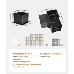 6x6 Tums Pergolakonsol, Modell 5,5x5,5 3-vägs, Invändig, 4 Stycken, med 4 Baser