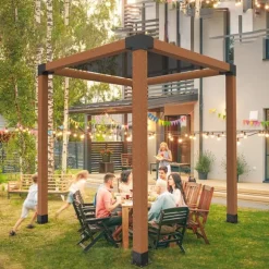 6x6 Tums Pergolakonsol, Modell 5,5x5,5 3-vägs, Invändig, 4 Stycken, med 4 Baser