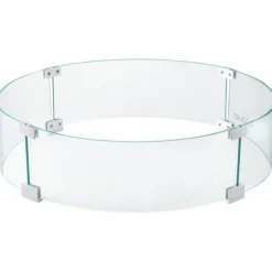 61x15,2cm runt transparent eldstad vindskydd, 0,6 cm tjock, fötter design, för en stabil låga och mindre bränsleförbrukning