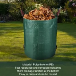 4x272L Trädgårdspåsar, Trädgårdsavfallspåsar, Trädgårdskärl, för Trädgårdsavfall Gräsmatta Lövverk Grön