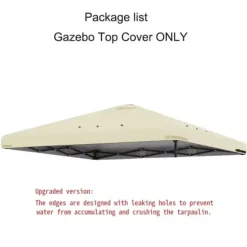 3x3m Gazebo Tältöverdrag, Oxfordmaterial, Vattentålig, Dubbel Täckdesign,3m * 3m, ny Enkel Beige