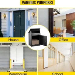 44x35x58cm väggmonterad/fristående låsbar paketleverans låda med 42,5x40cm dörr för medelstora paket, säker, lättinstallerad