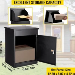 44x35x58cm väggmonterad/fristående låsbar paketleverans låda med 42,5x40cm dörr för medelstora paket, säker, lättinstallerad