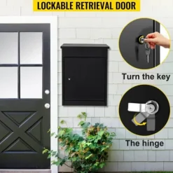 44x35x58cm väggmonterad/fristående låsbar paketleverans låda med 42,5x40cm dörr för medelstora paket, säker, lättinstallerad
