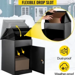 44x35x58cm väggmonterad/fristående låsbar paketleverans låda med 42,5x40cm dörr för medelstora paket, säker, lättinstallerad