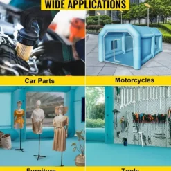 4x2,5x2,2m uppblåsbart målarbås med kompletta tillbehör, bärbar billackeringstält arbetsstation, rymligt utrymme, effektiv luftfiltrering