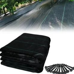 YUENFONG Mulchduk, Anti Ogräs 100 g-m², Rivbeständig, Anti-UV och vattengenomsläpplig, Svart (2×10 m)