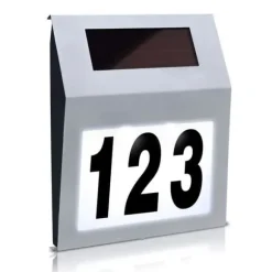 YUENFONG Solar LED Husnummer Husnummer Belysning i rostfritt stål med skymningsbrytare (silver)